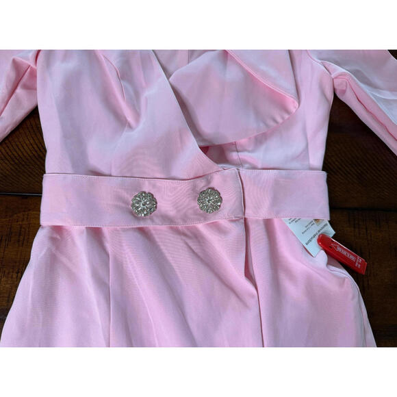 Mac Duggal 55692 Light Pink Ruffled Faux Tuxedo Mini Dress - Size 2 MSRP $348 - Picture 4 of 8